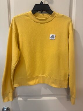 Vans Women's Bright Yellow Crewneck Sweatshirt with Patch